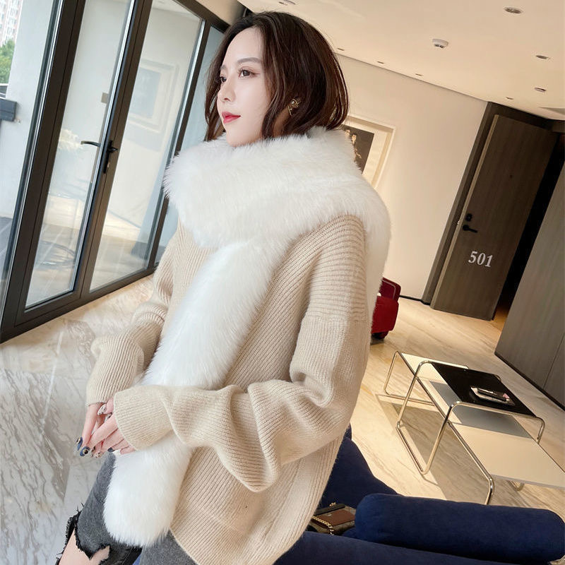 Fake Fur Long Scarf 180cm Party Luxury Wraps Vintage Fur Neck Warmer